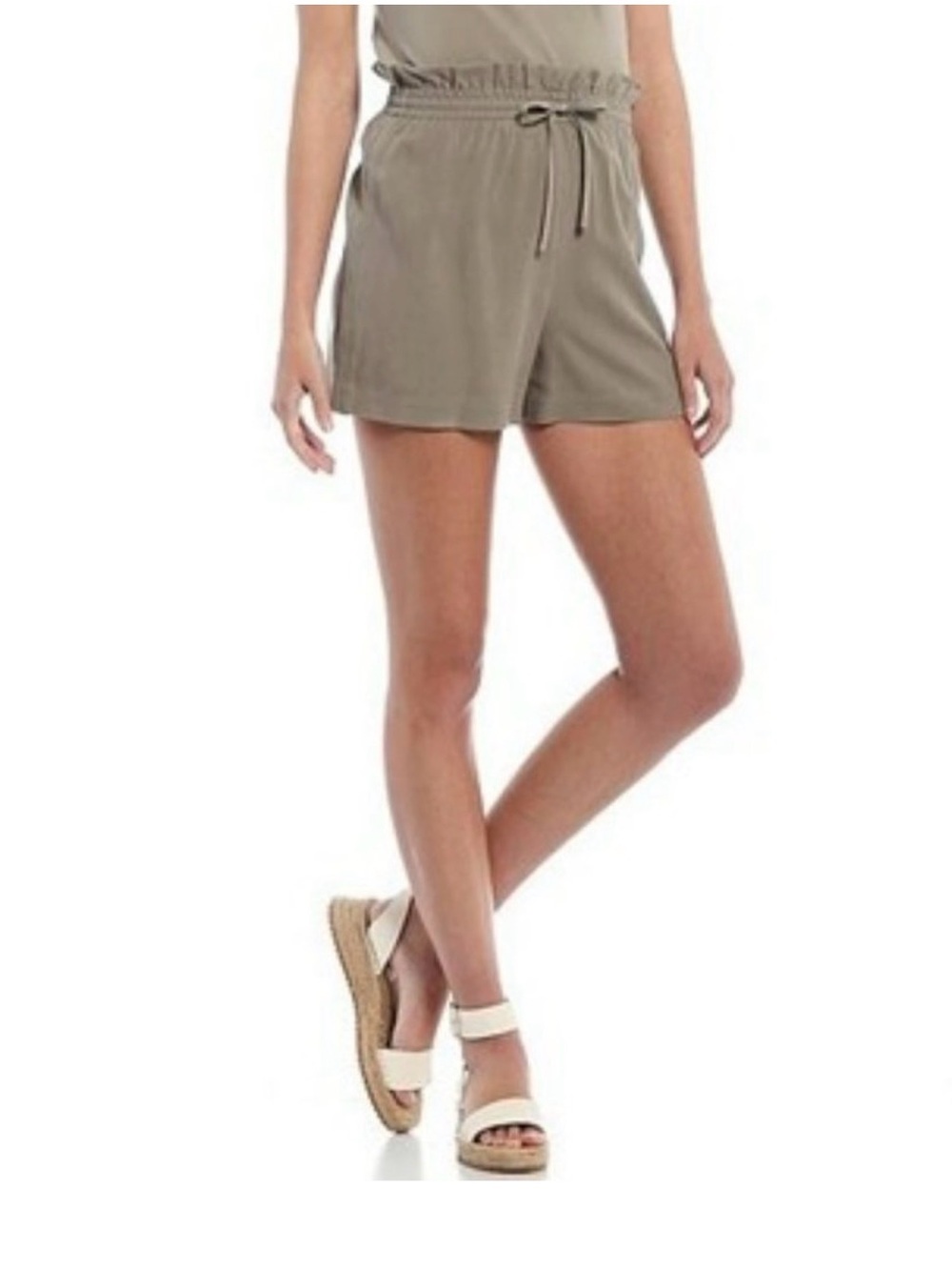ANTONIO MELANI Taupe High-Waist Paperbag Shorts
